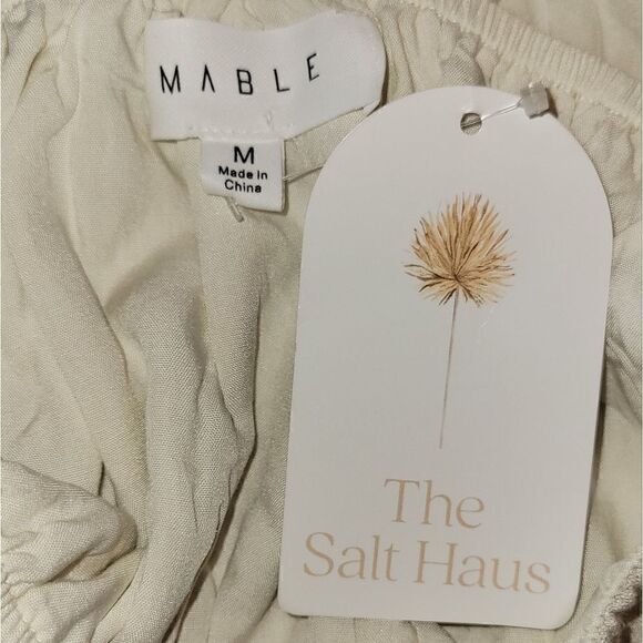 NWT The Salt Haus Mabel The Nina Cut Out Linen Blend Dress Beige M - Picture 10 of 12